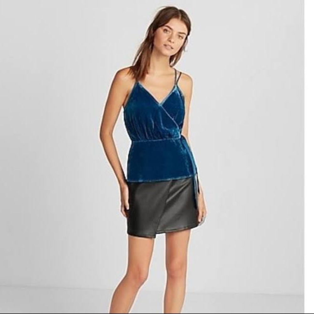 Express Blue Velvet Going Out Top